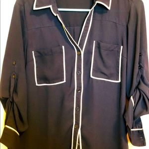 Women’s Express Portofino Navy Button Down Shirt